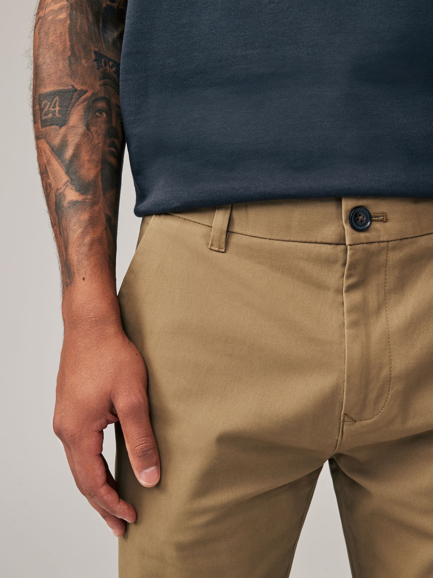 Lichtbruin - Slim Fit - Stretchy chino