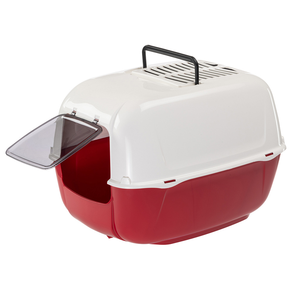 Ferplast bac litiere pour chat, maison de toilette pour chat, 2 filtres à charbon actif anti-odeur inclus, porte battante