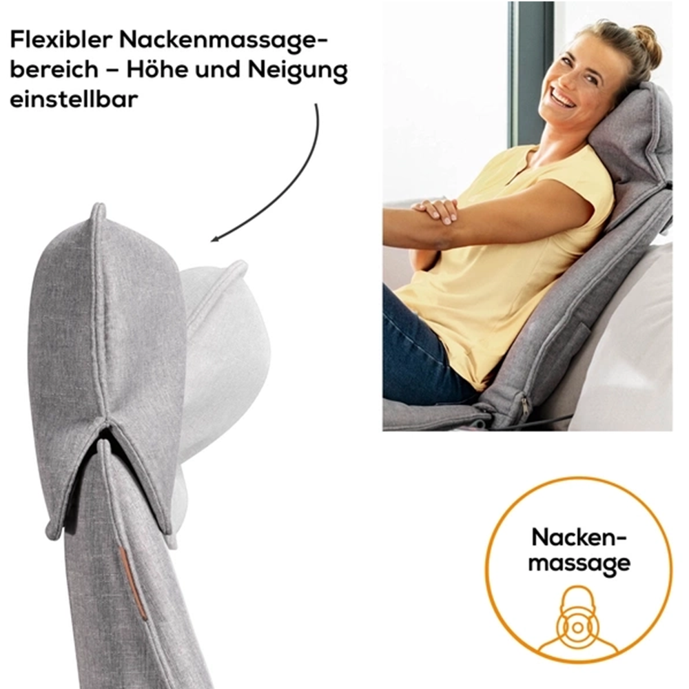 MG 330 Grey Shiatsu Massagesitzauflage Elektrischer Massage Sessel zur Entspannung (10039) - Grau