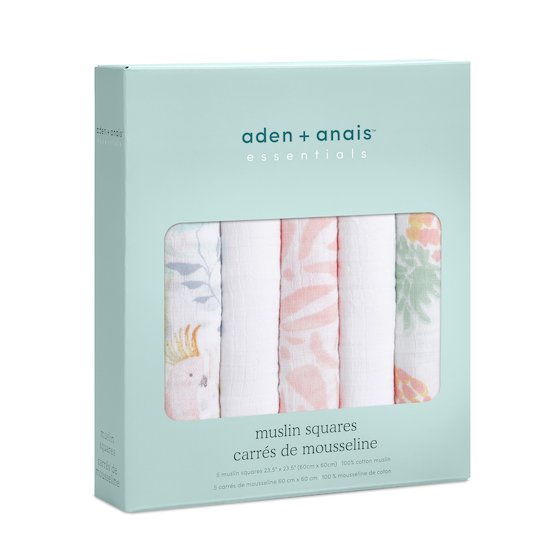 Lot de 5 Langes Musy 60x60   Tropicalia        de               aden + anais essentials