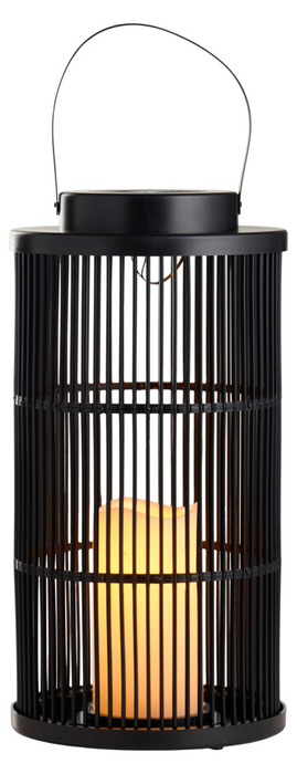Lanterne med solceller sort Ø18 x 36 cm - Garden