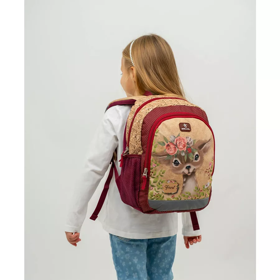 Belmil Kindergartenrucksack Kiddy Plus Kindergartenrucksack für 3-6 Jährige Kinder mit Brustgurt Animal Forest Bambi