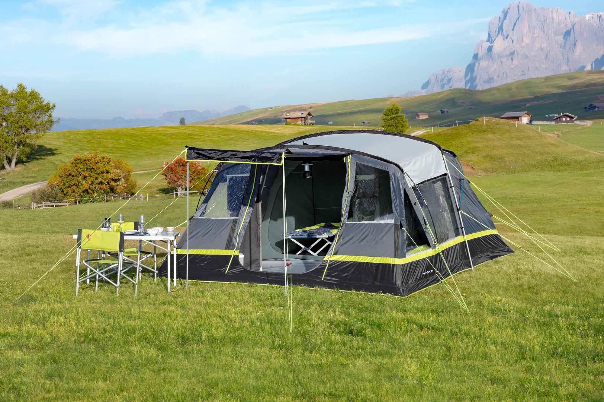 Brunner Kalynda 5 Personen Familienzelt 360 x 490 x 205 cm grau / grün