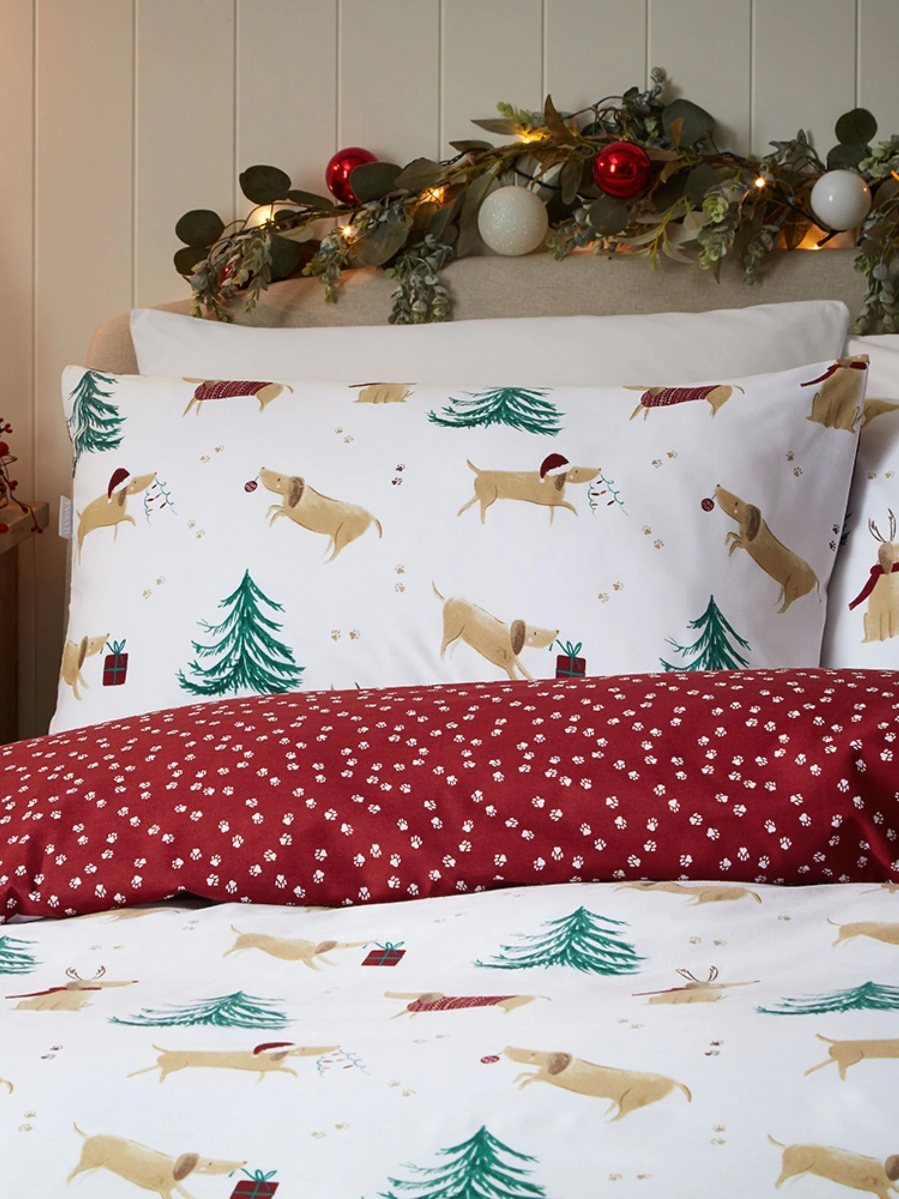 Vantona Kerstmis Honden Quilt Cover Set