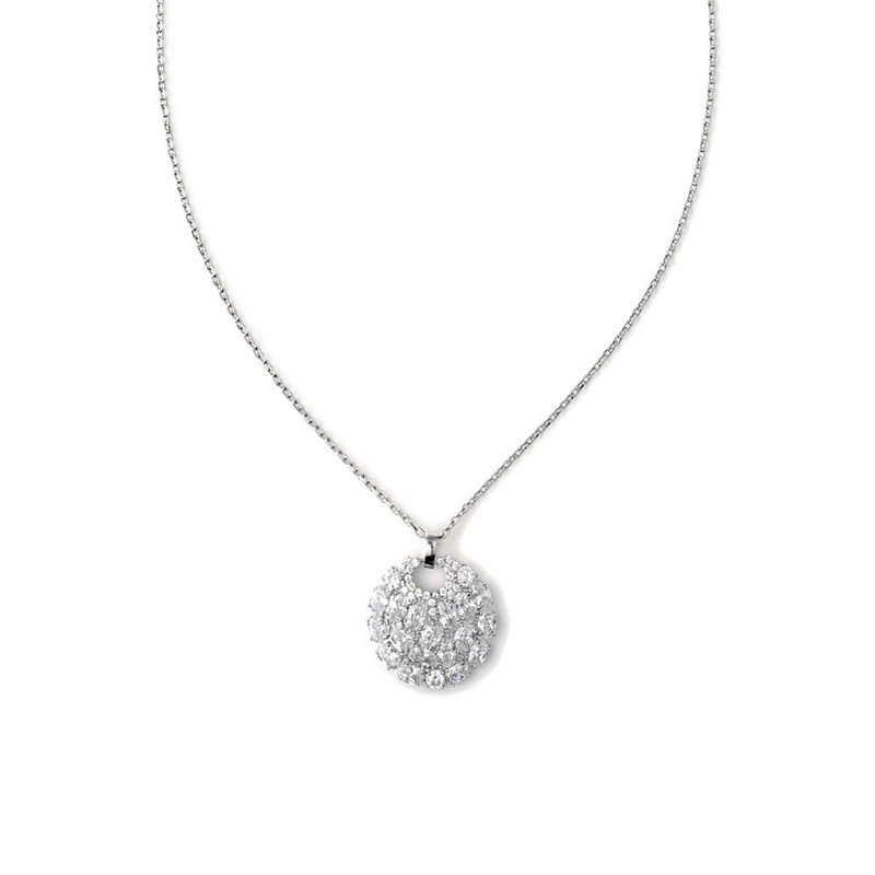 Collier Plaqué Rhodium et Cubic Zirconia Blanc