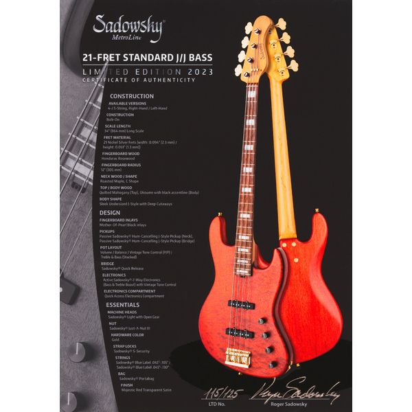 Sadowsky MetroLine JJ 5 LTD 2023 MRS
