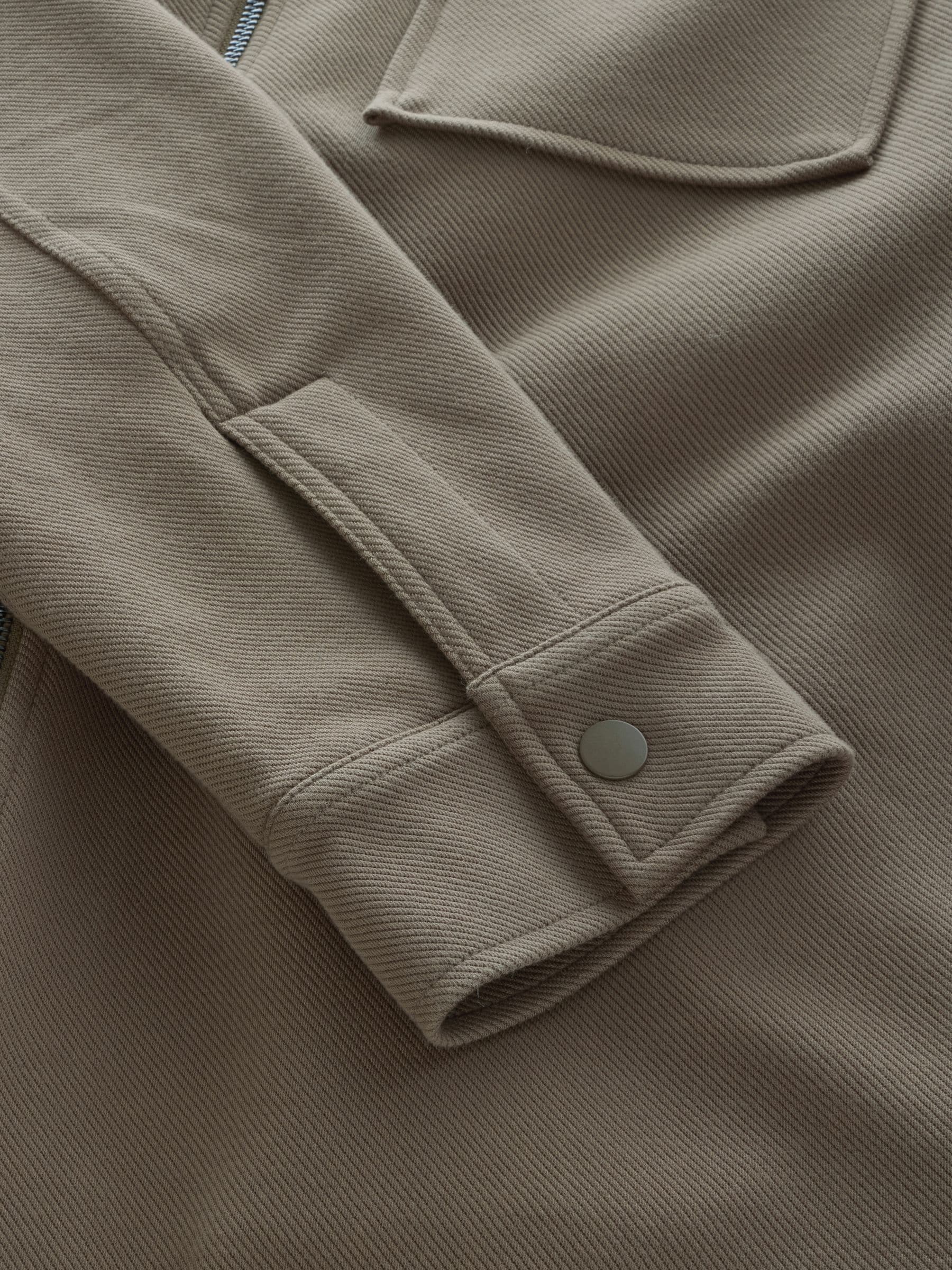 Naturel bruin - Zonder capuchon. - Borg overshirt met fleecevoering