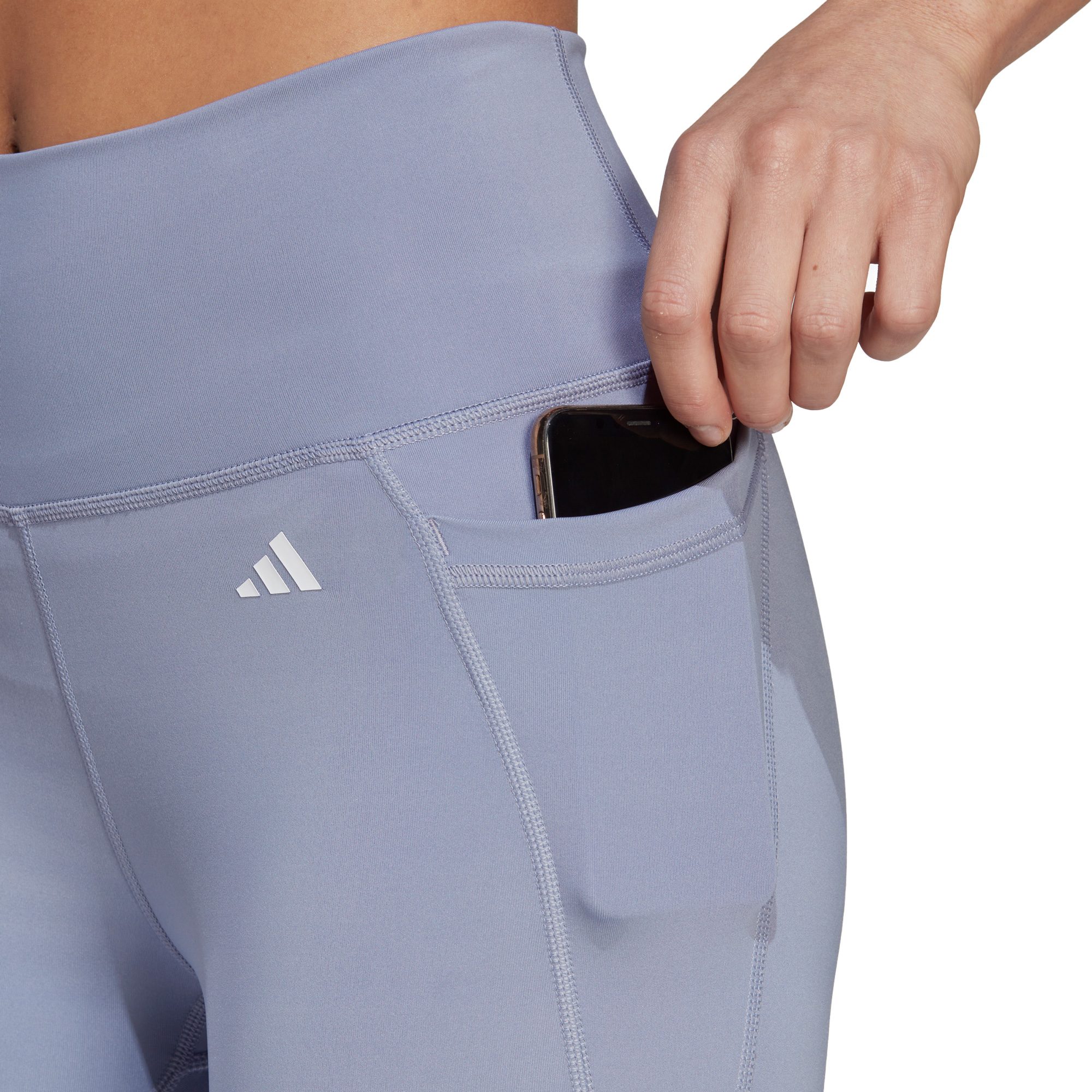 adidas Optime Stash Pocket High-Waisted 7/8-Tights Damen silver violet