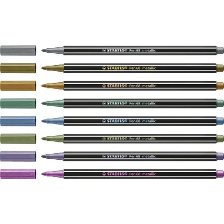 Premium Metallic-Filzstift - STABILO Pen 68 metallic - 8er Metalletui - mit 8 verschiedenen Metallic-Farben