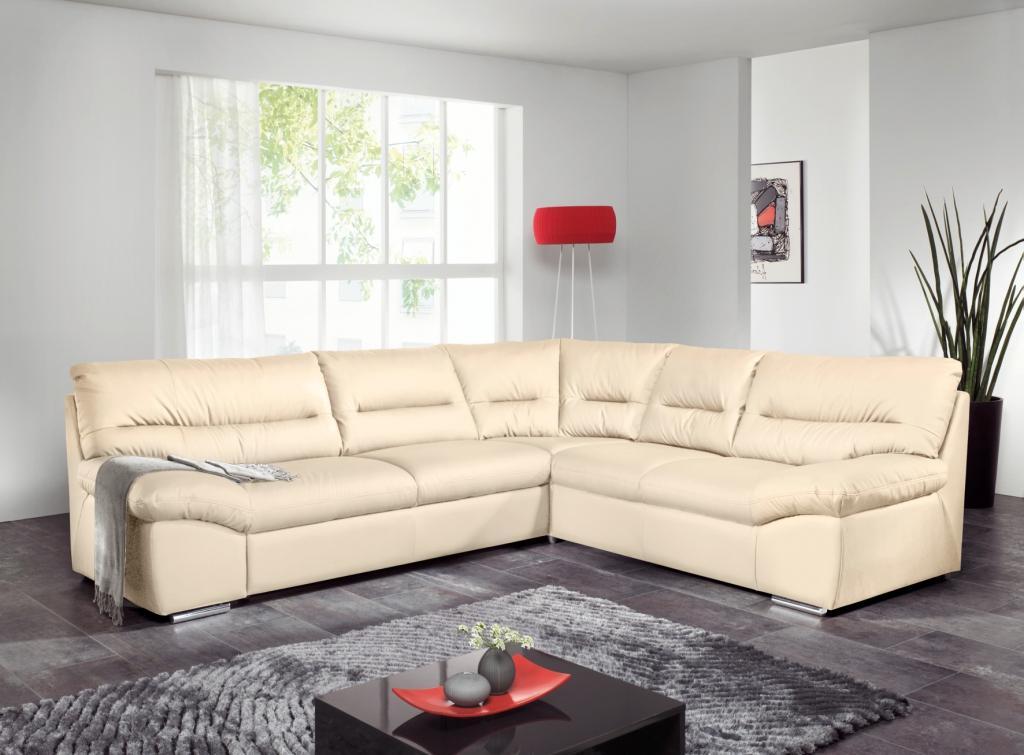 Ecksofa - bisquit - Kunstleder - Liegefunktion links