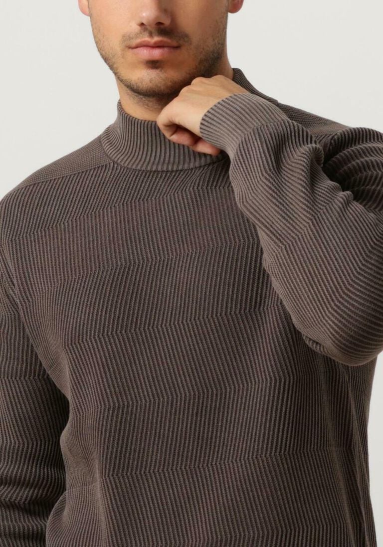 PUREWHITE bruine purewhite trui jaquard washed mockneck