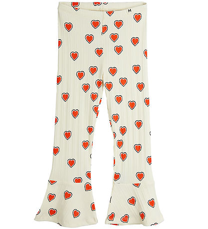Mini Rodini Hosen - Rib - Offwhite m. Herzen
