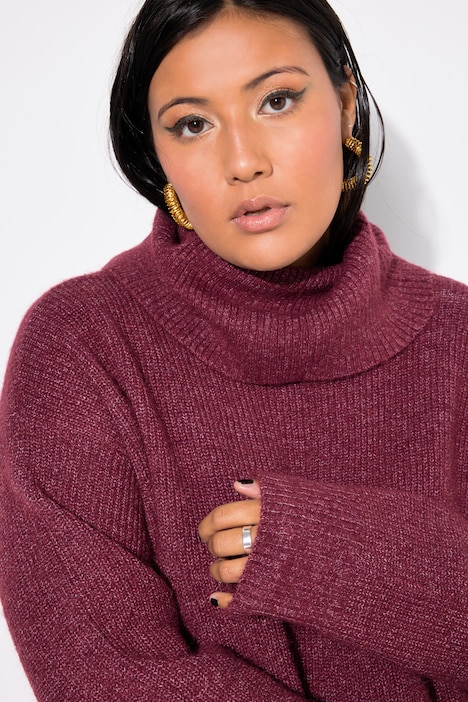 Strick-Minikleid, oversized, Rollkragen, Langarm