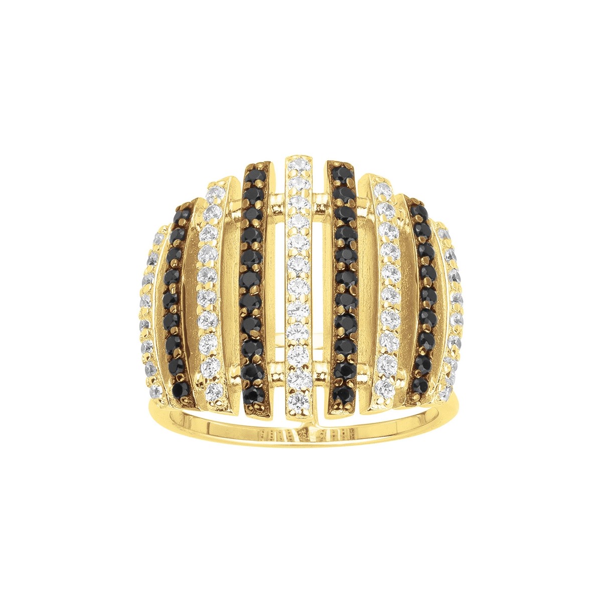 Bague en Plaqué Or avec oxyde de zirconium noir