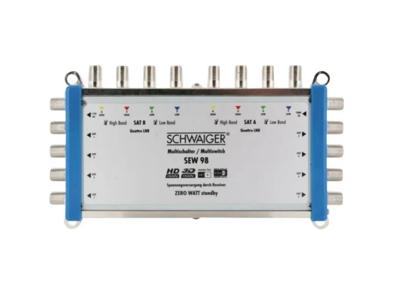 Schwaiger SEW98 531, 9 indgange, 8 udgange, 950 - 2150 Mhz, 5 - 790 Mhz, F, 14V,18V