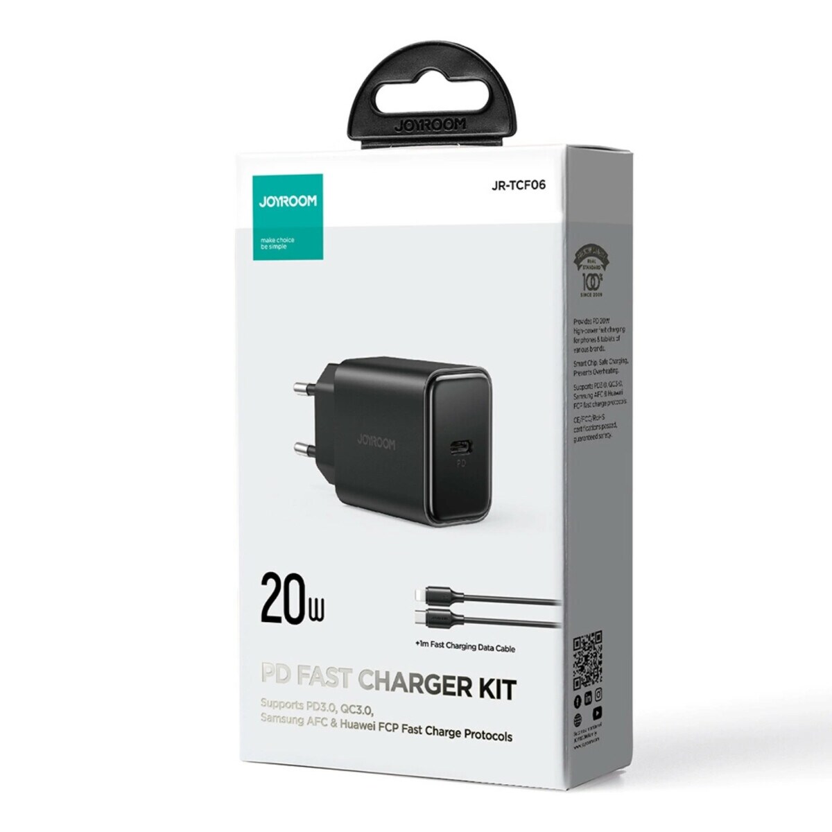 Joyroom Ladegerät 20W mit 1m Kabel USB-C kompatibel mit iPhone