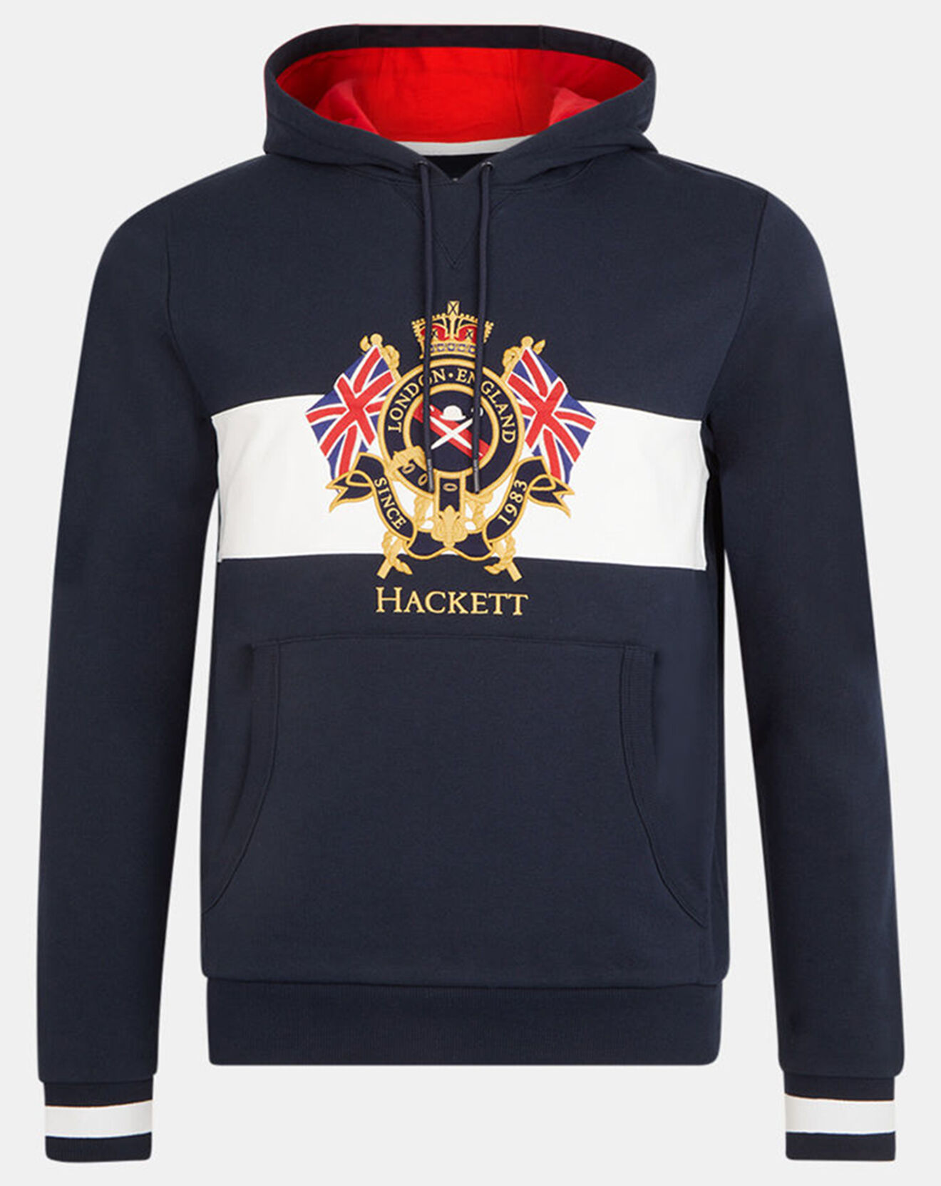 Hackett London Sweat Hoodie Blason bleu marine
