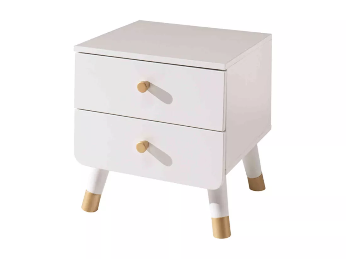 Chevet enfant 2 tiroirs en bois massif blanc - CH2031