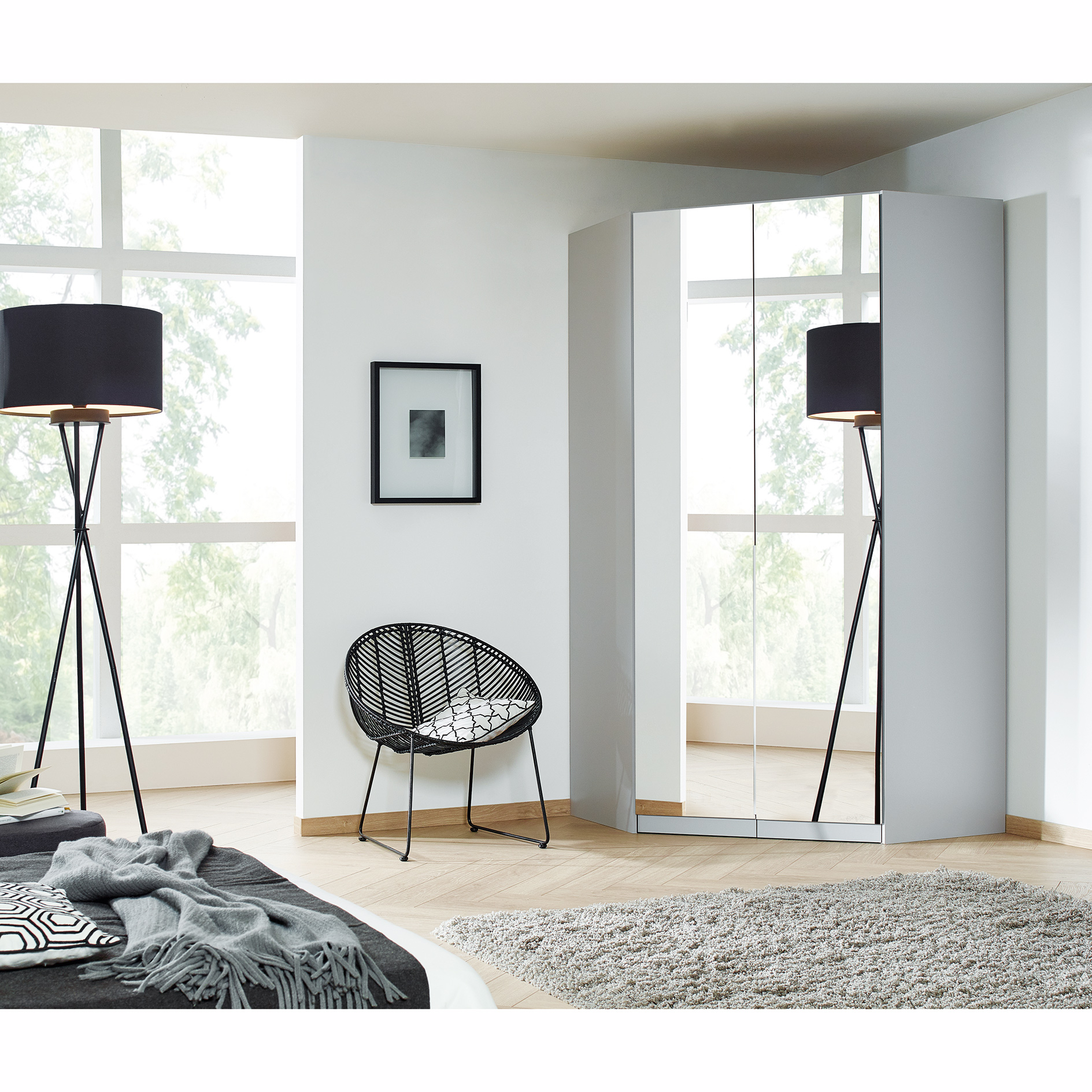 Drehtüren-Eckschrank - seidengrau - 2-türig - 117x229 cm