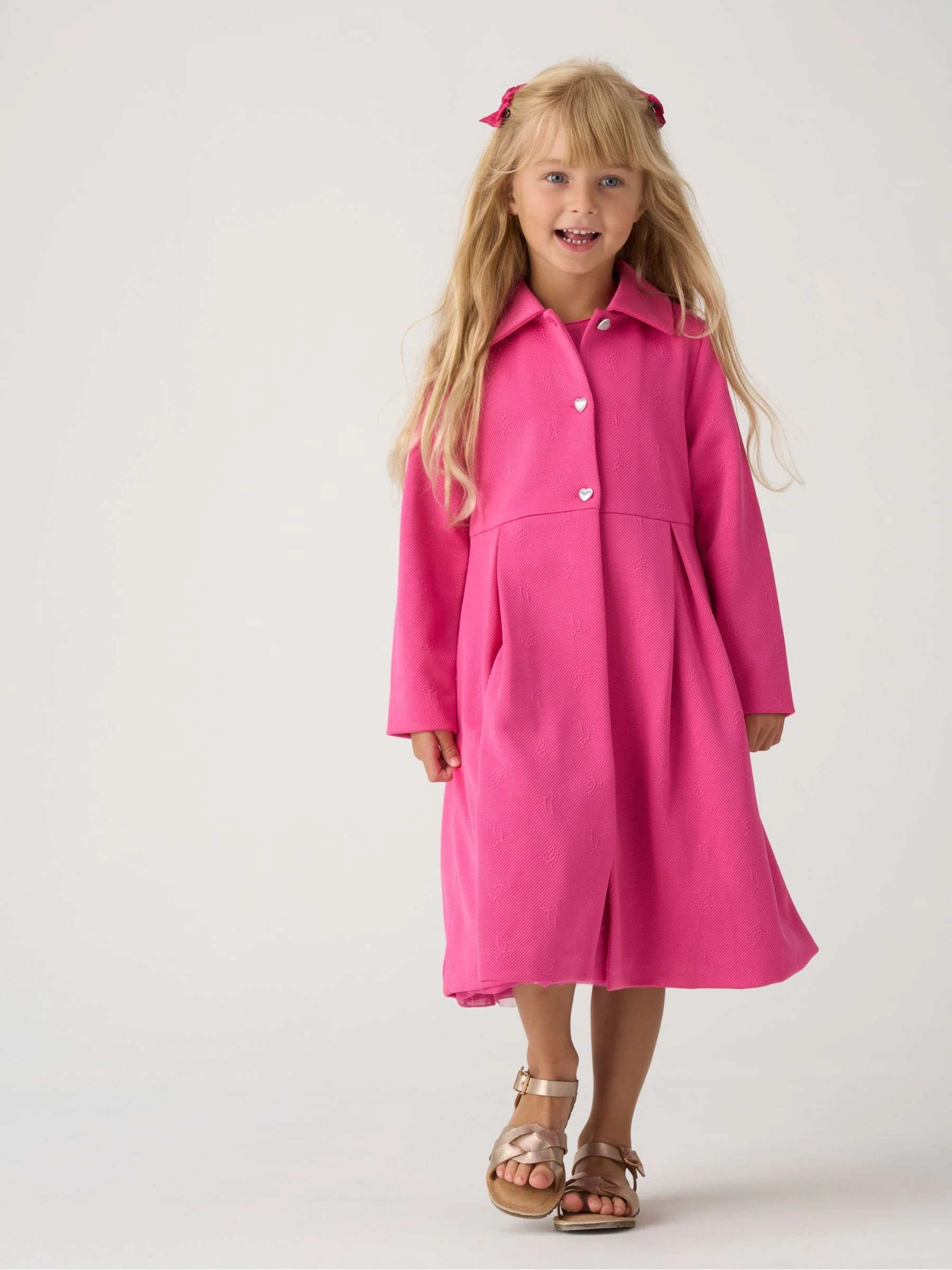Miss Pink Jacquard Bows Jacket and Sequin Dress Set