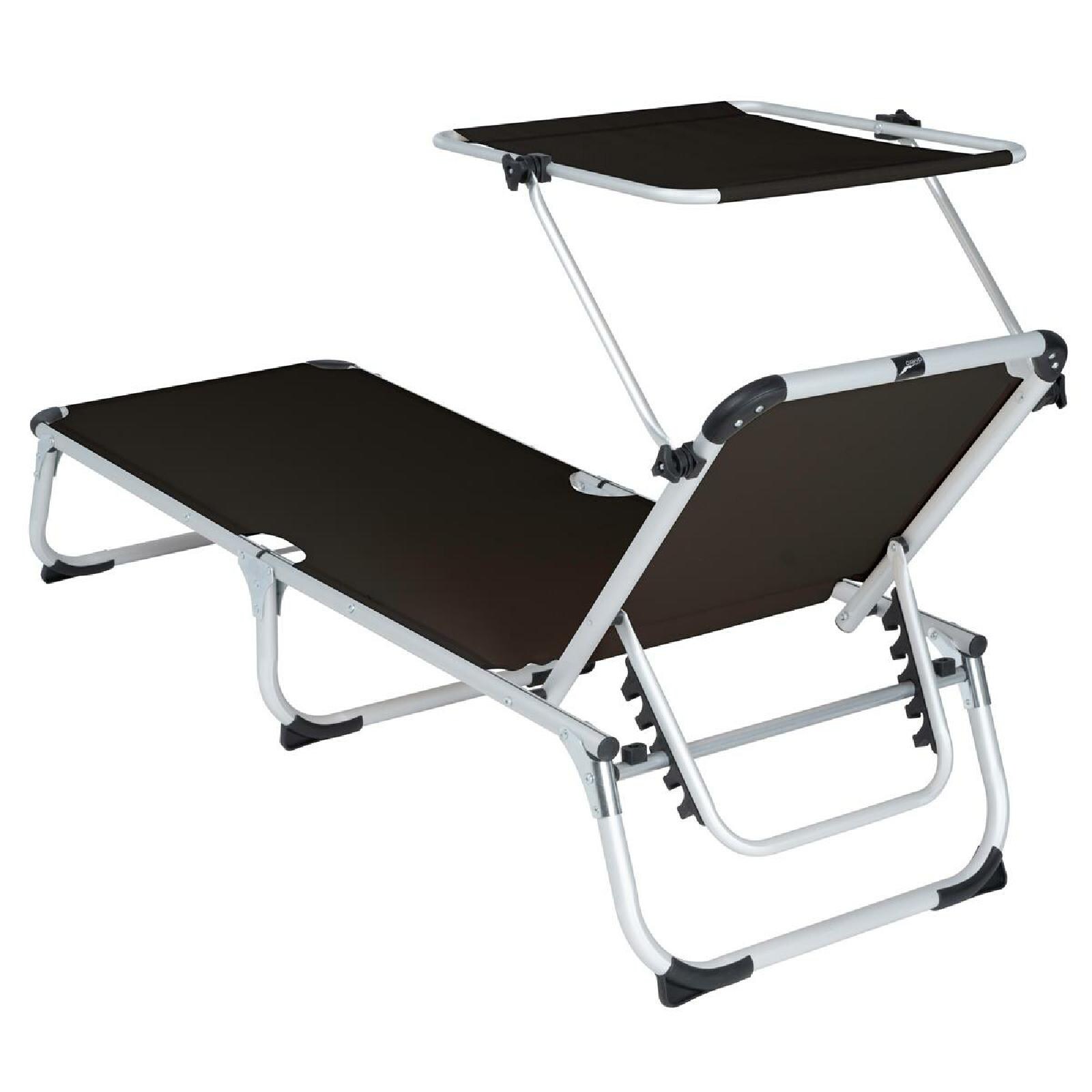 VCM Sonnenliege Sonnendach Schwarz 187x57x30cm Campingliege klappbar