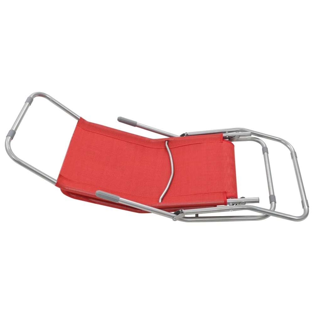 Chaises longues pliables 2 pièces textilène rouge