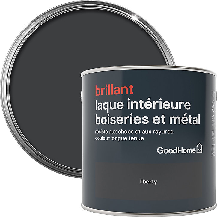 Laque boiseries et métal GoodHome Noir Brillant 2,5L