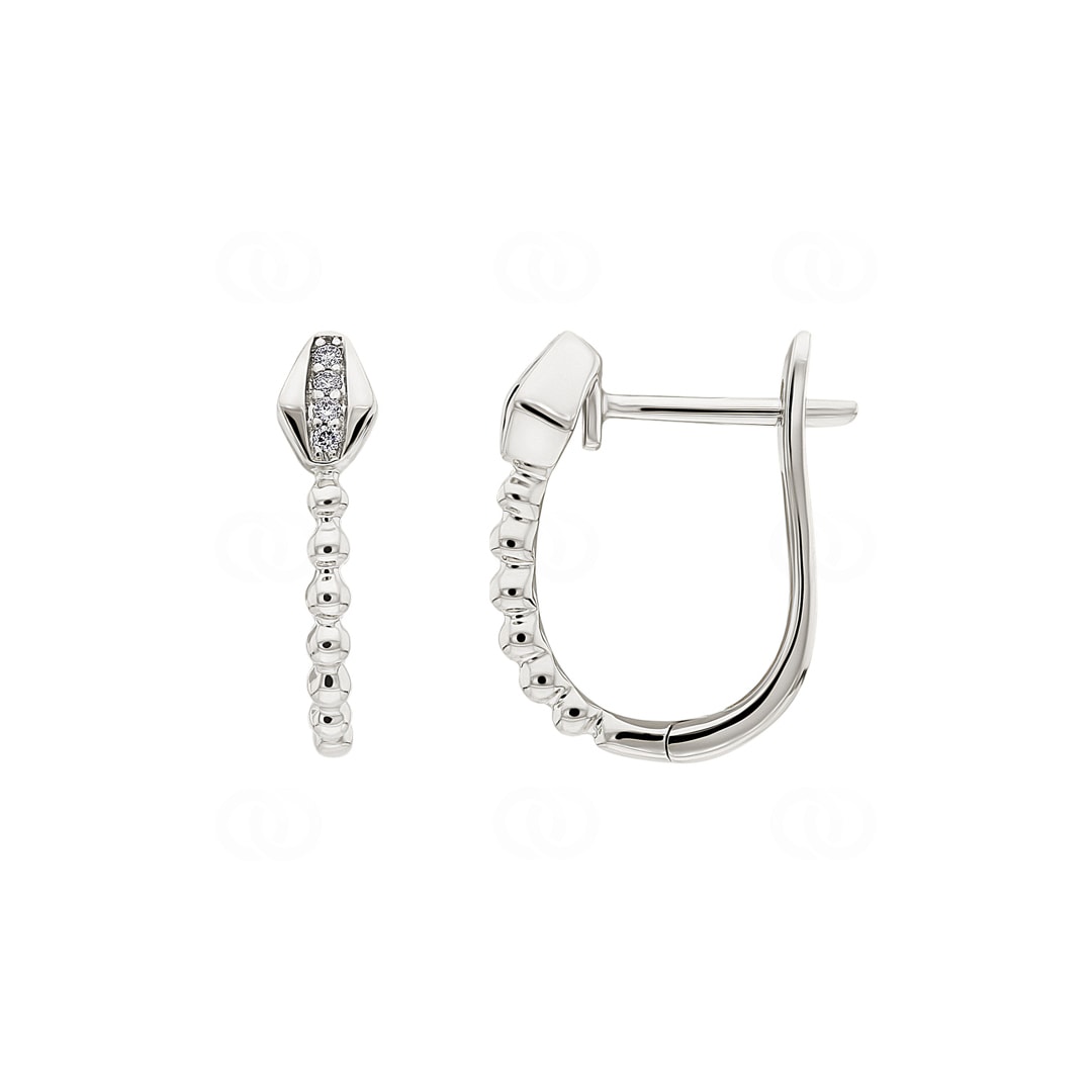 Kreolen 750/18 K Weissgold Schlangen mit Diamanten 0.03 ct H/si