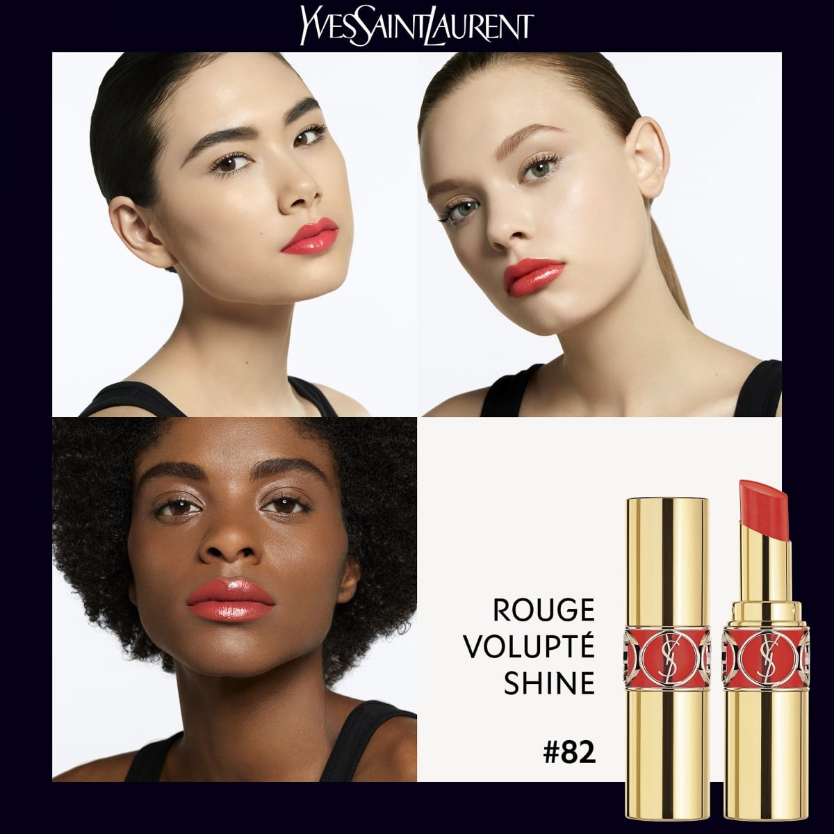 YVES SAINT LAURENT Rouge Volupté Shine Oil-In-Stick Rouge à Lèvres alliant Couleur, Soin et Brillance Longue Tenue
