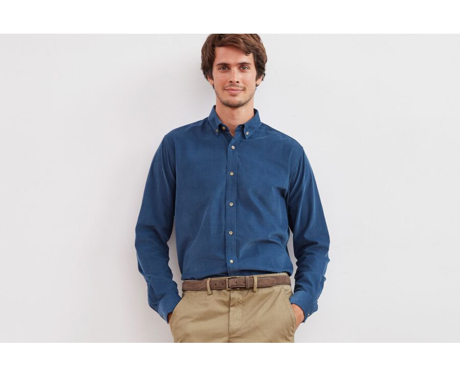 Chemise en velours Bleu denim - WAYNE