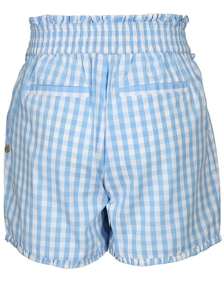 Shorts SUMMER CHECKS mit Rüschen kariert in blau/weiß