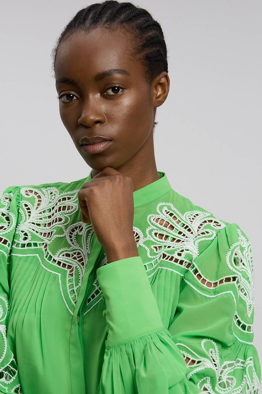 KarenMillen Chemisier Tissé Brodé Perlé À Découpes Ajourées