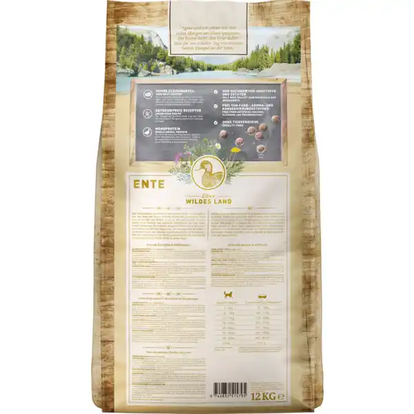 Hundefutter Ente mit Kartoffeln und Wildkräutern