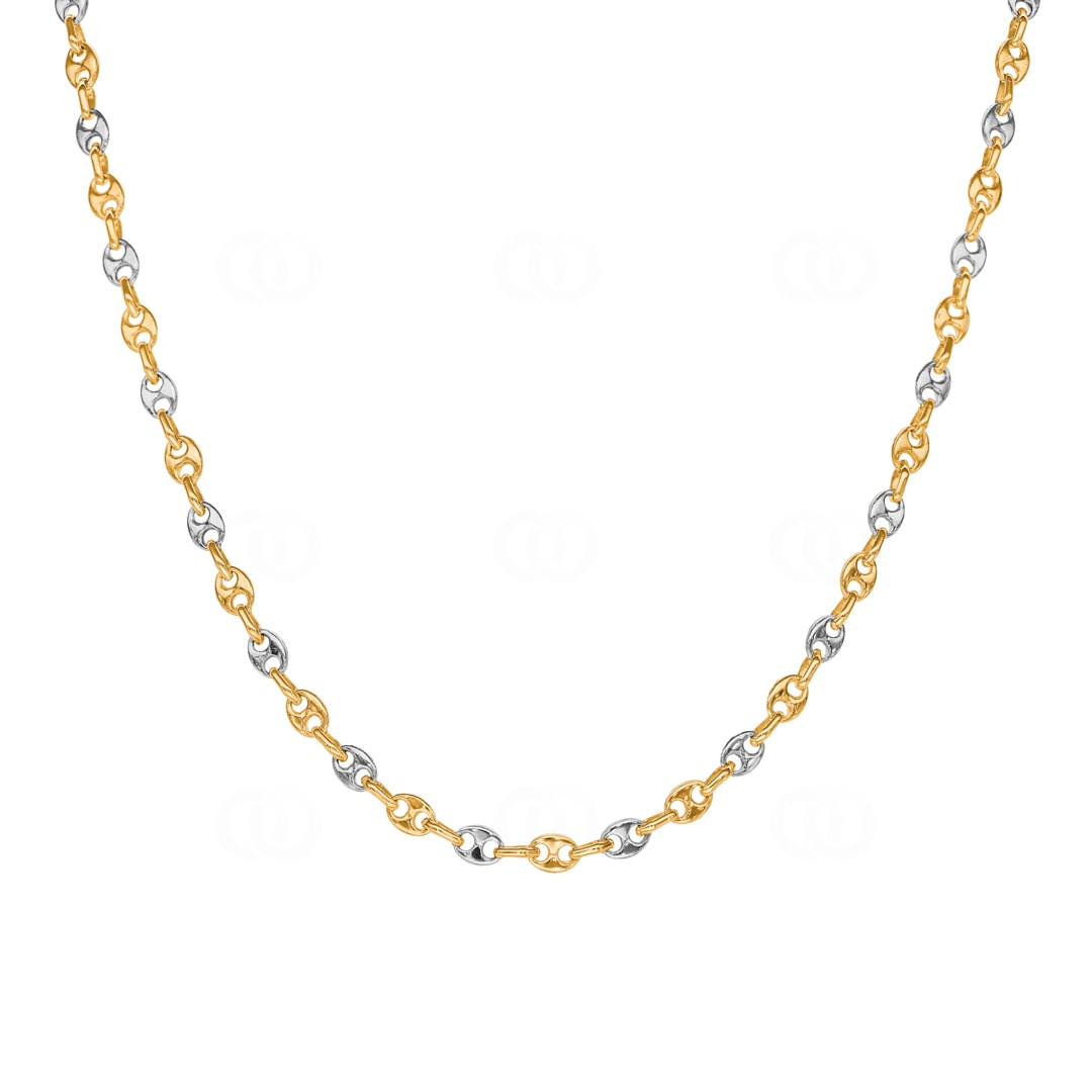 Schiffsankerkette massiv 750/18 K Gelbgold Bicolor 3.2mm