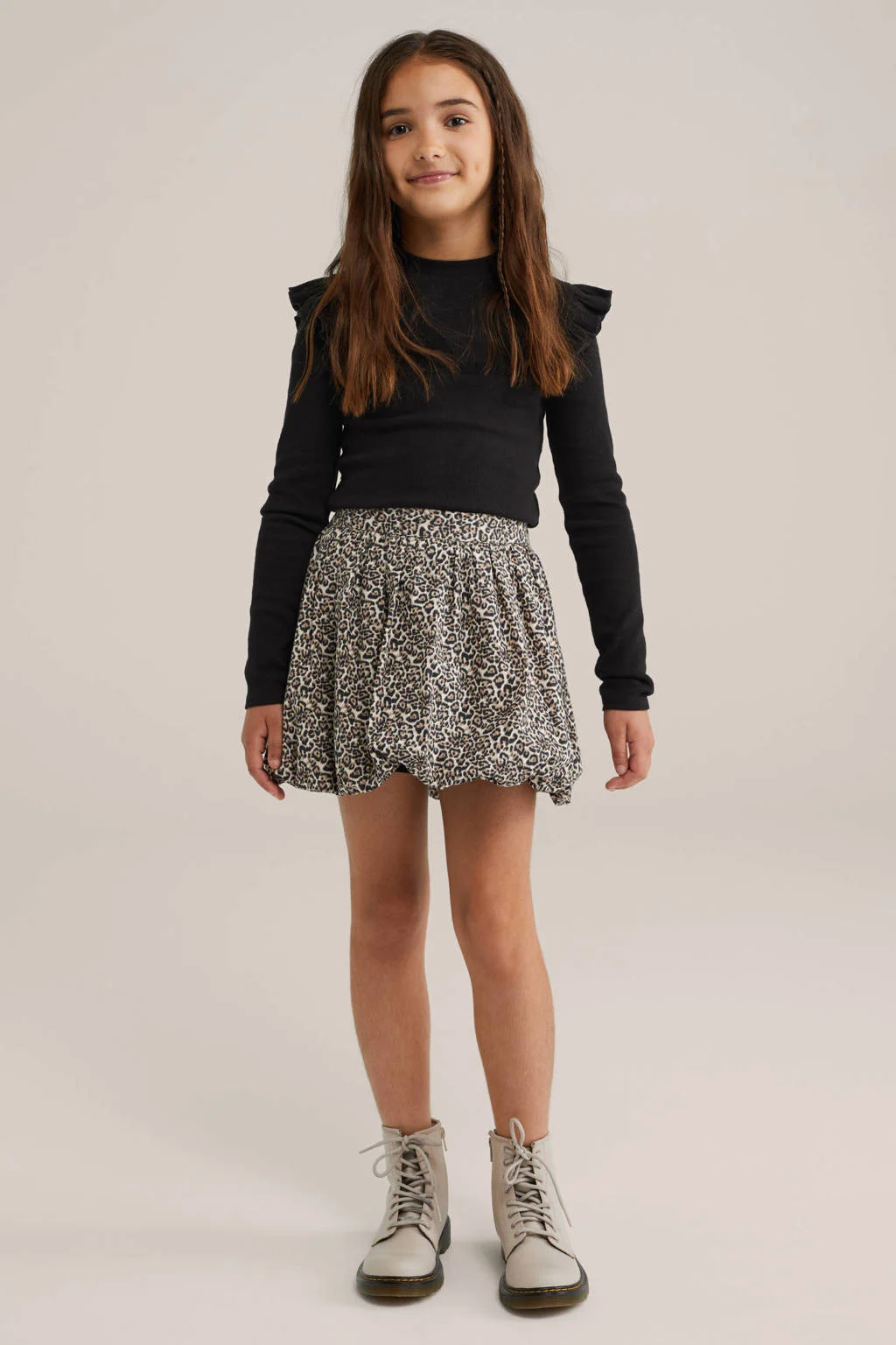 WE Fashion longsleeve zwart rib gebreid