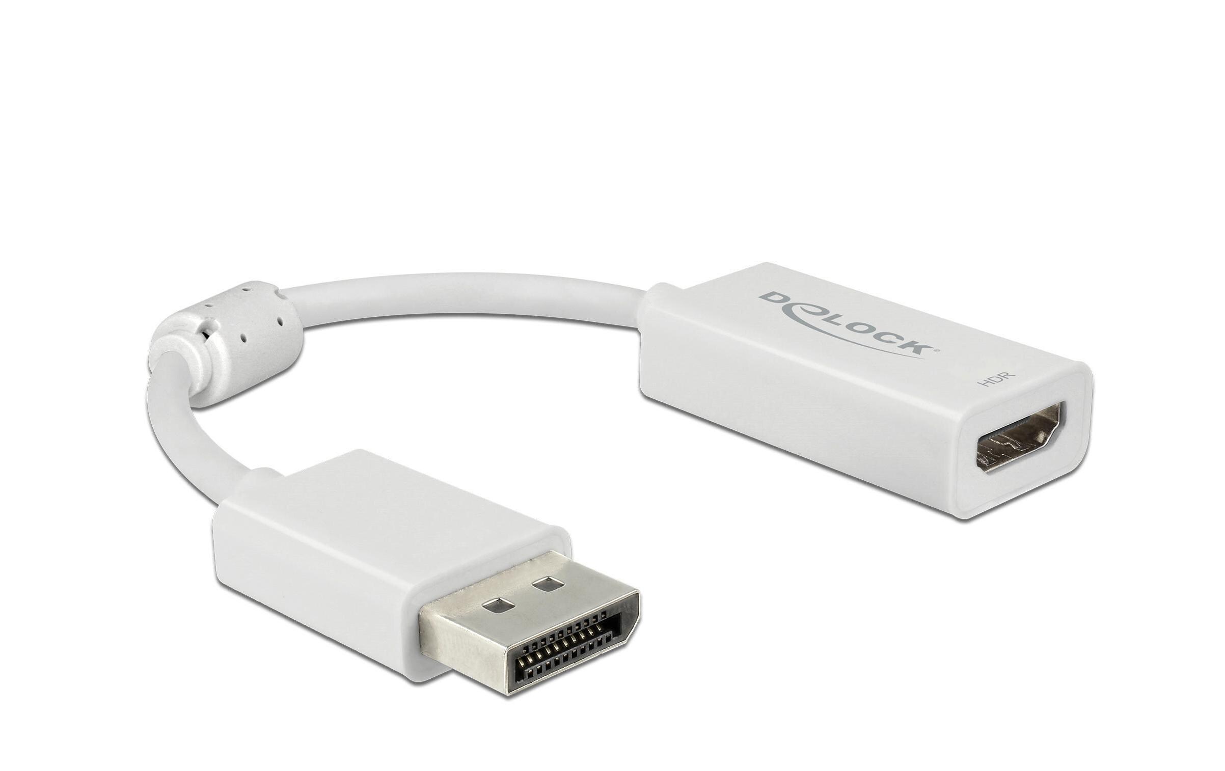 Adapter DisplayPort - HDMI passiv, 4K, 60 Hz, HDR, weissDelock DisplayPort 1.4 Adapter zu HDMI 4K 60 Hz mit HDR Funktion Passiv weiss
