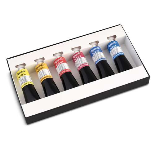 BLOCKX Aquarellfarben-Sets, 6 x 15-ml-Tuben