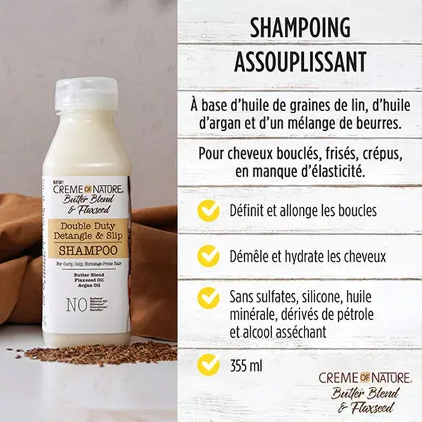Creme of Nature Shampoo Suavizante com Manteiga e Linhaça 355ml