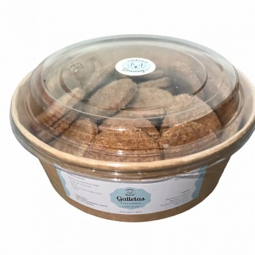 Pacote de biscoitos artesanais para cães, sabor maçã e canela.