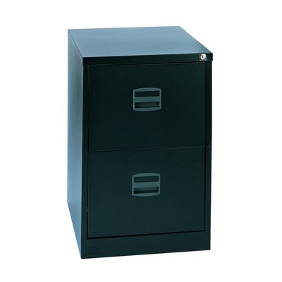 Classeur métallique monobloc professionnels - 2 tiroirs - H71 x L41 x P62 cm - noir