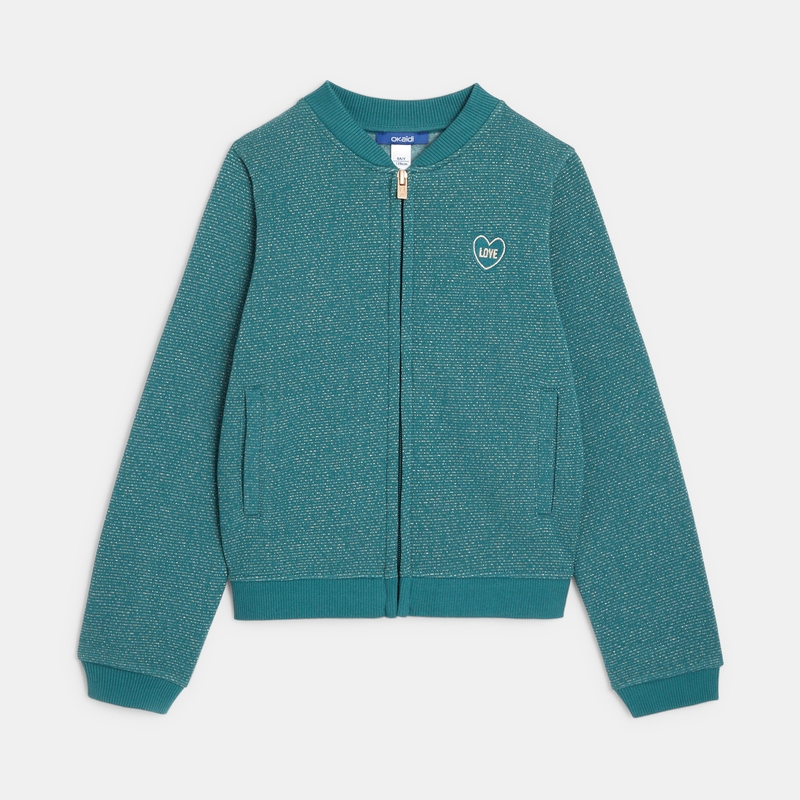 Teddy zippé irisé turquoise fille