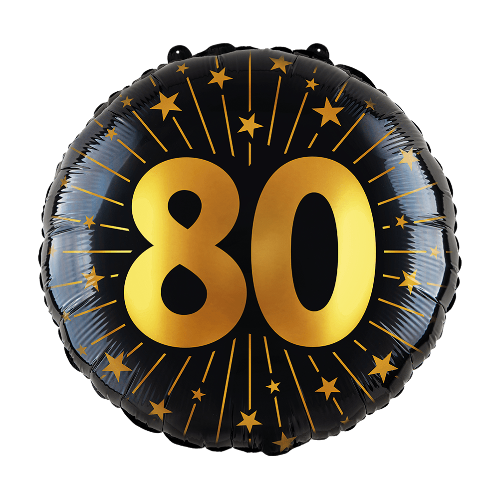 80 Jaar Helium Ballon Zwart Goud Leeg 45cm