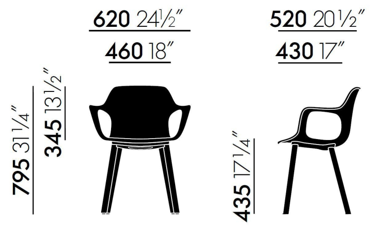 Vitra Hal Armchair Wood stoel donker eiken onderstel, wit