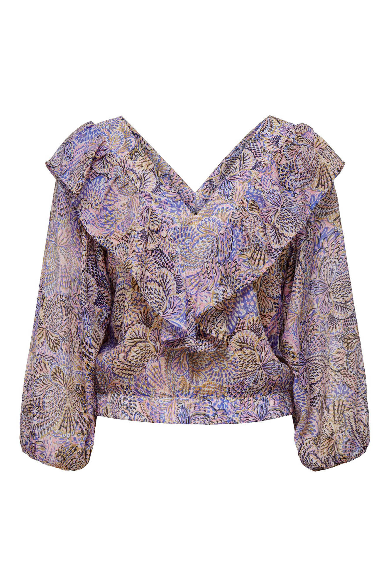 Blusa estampada com babados