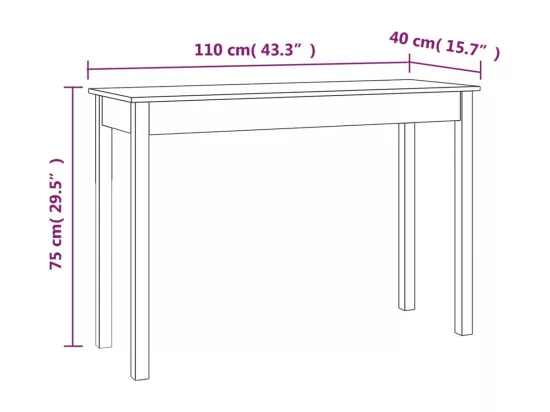 Table console Blanc 110x40x75 cm Bois massif de pin