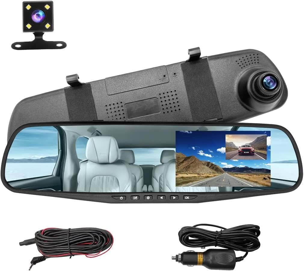 Spiegel-Dashcam mit Front- und Rückfahrkamera, 1080p, Touchscreen, Loo
