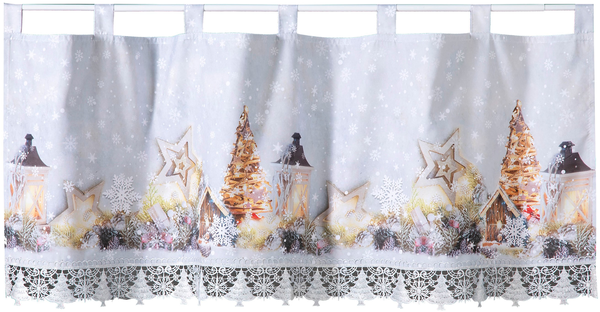 Weckbrodt Scheibengardine »rustikale Weihnacht« Schlaufen 1 Stk. tlg. Bistro, Gardine, blickdicht, Macramè-Bordüre, HxB 45x120cm, Store