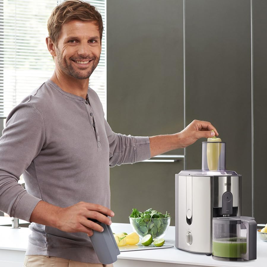 De´Longhi Braun J700 Multiquick 7 Entsafter | Hochleistungs-Entsafter-System | Großer Einfüllschacht (75 mm) | Innovatives Anti-Tropf-System | Kraftvoller 1.000 Watt Motor | silber