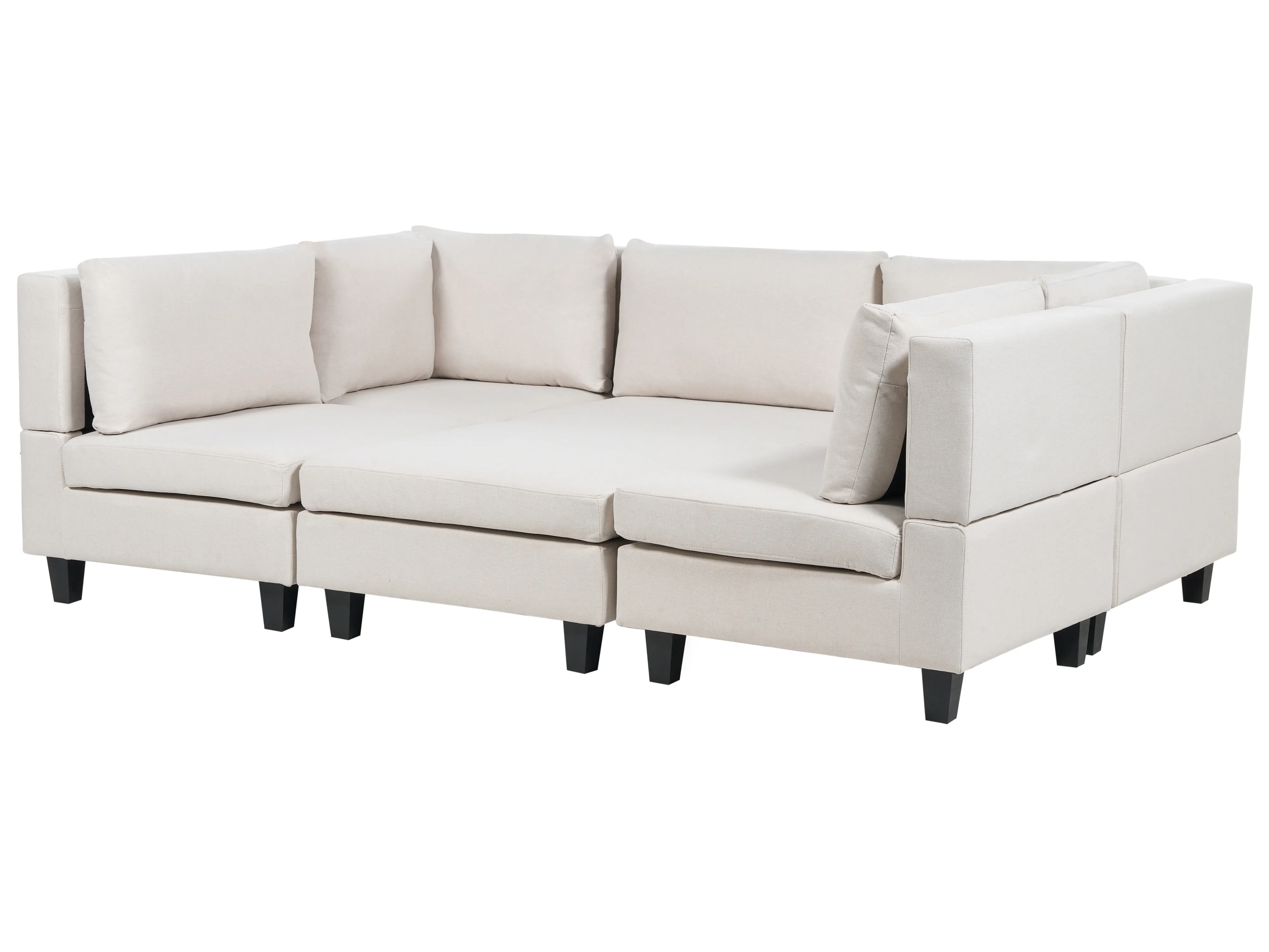 Modulaire U-vormige bank 5-zits UNSTAD Stof Lichtbeige met ottomaan
