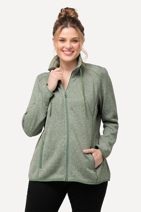 Strickfleece-Jacke, Rauten, Stehkragen, Zipptaschen